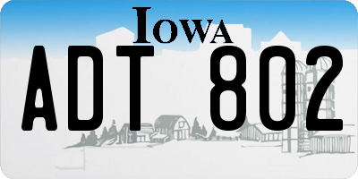 IA license plate ADT802
