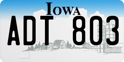 IA license plate ADT803