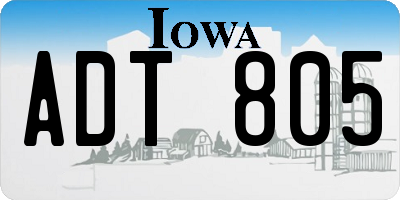 IA license plate ADT805
