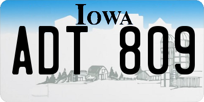 IA license plate ADT809