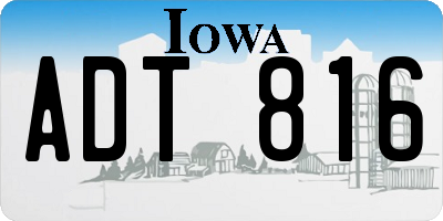 IA license plate ADT816