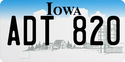 IA license plate ADT820