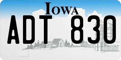 IA license plate ADT830
