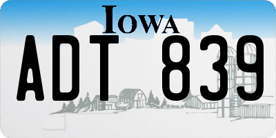 IA license plate ADT839