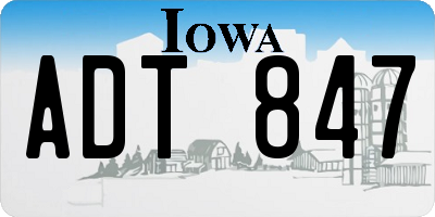 IA license plate ADT847
