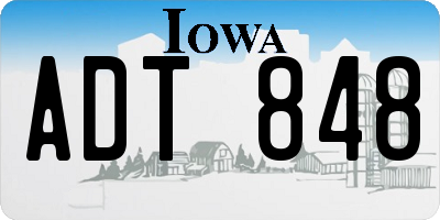 IA license plate ADT848