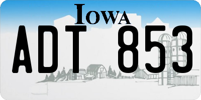 IA license plate ADT853