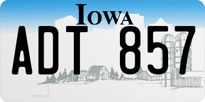 IA license plate ADT857