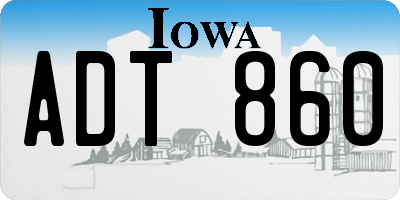 IA license plate ADT860
