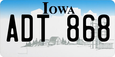 IA license plate ADT868