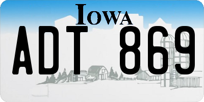 IA license plate ADT869