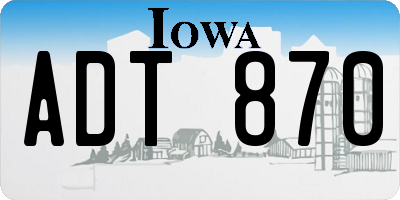 IA license plate ADT870