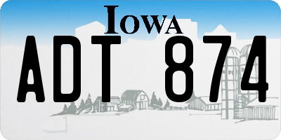 IA license plate ADT874