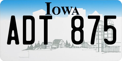 IA license plate ADT875