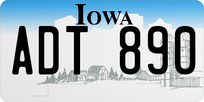 IA license plate ADT890