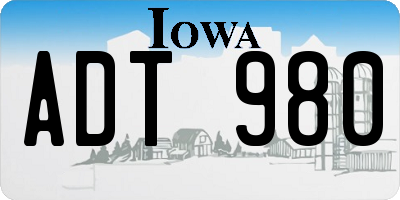 IA license plate ADT980