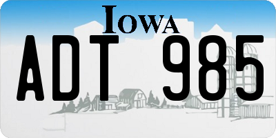 IA license plate ADT985