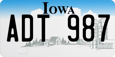 IA license plate ADT987