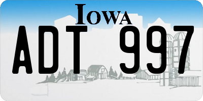 IA license plate ADT997