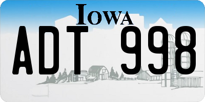 IA license plate ADT998