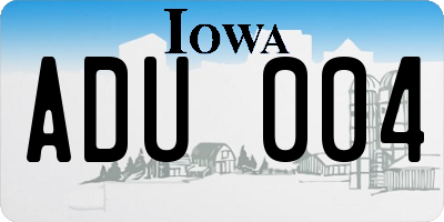 IA license plate ADU004