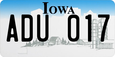 IA license plate ADU017