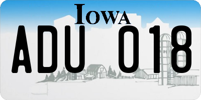 IA license plate ADU018