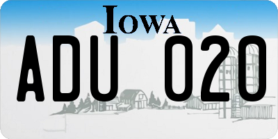 IA license plate ADU020