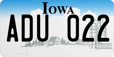IA license plate ADU022