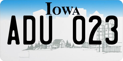 IA license plate ADU023