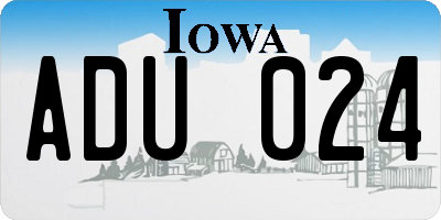 IA license plate ADU024