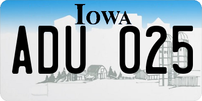 IA license plate ADU025