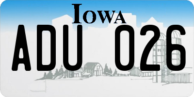 IA license plate ADU026