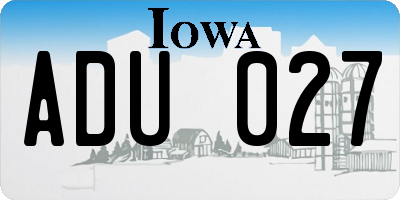IA license plate ADU027