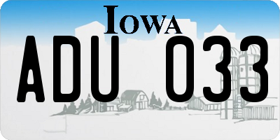 IA license plate ADU033