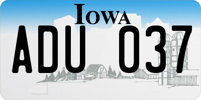 IA license plate ADU037
