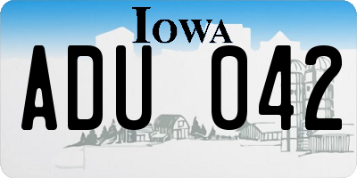 IA license plate ADU042