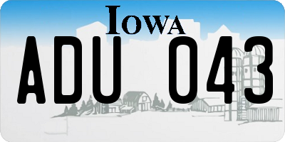 IA license plate ADU043