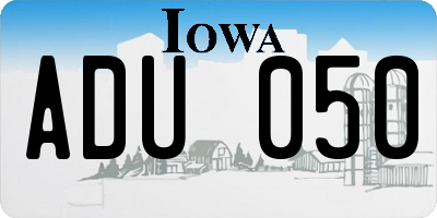 IA license plate ADU050