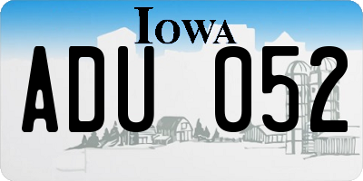 IA license plate ADU052