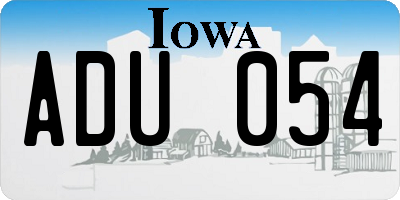 IA license plate ADU054
