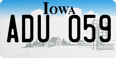 IA license plate ADU059