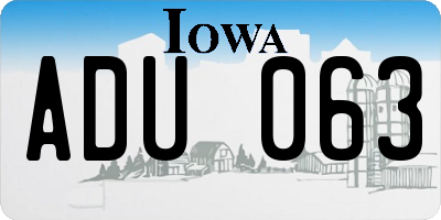 IA license plate ADU063