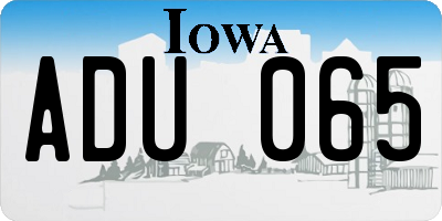 IA license plate ADU065