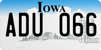 IA license plate ADU066