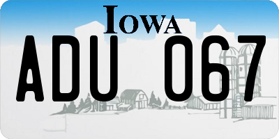 IA license plate ADU067