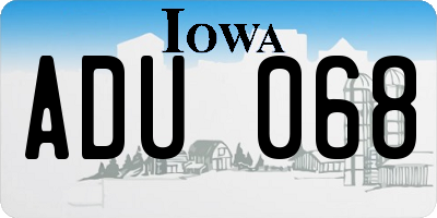 IA license plate ADU068