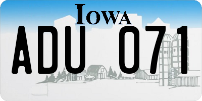 IA license plate ADU071
