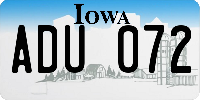 IA license plate ADU072