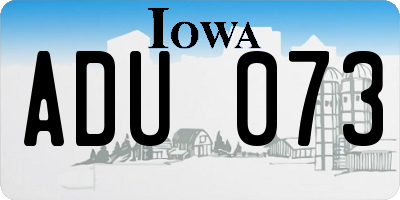 IA license plate ADU073